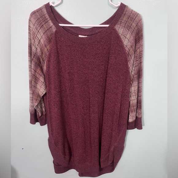 Maurices Sweaters - Maurices Burgundy Plaid Sweater